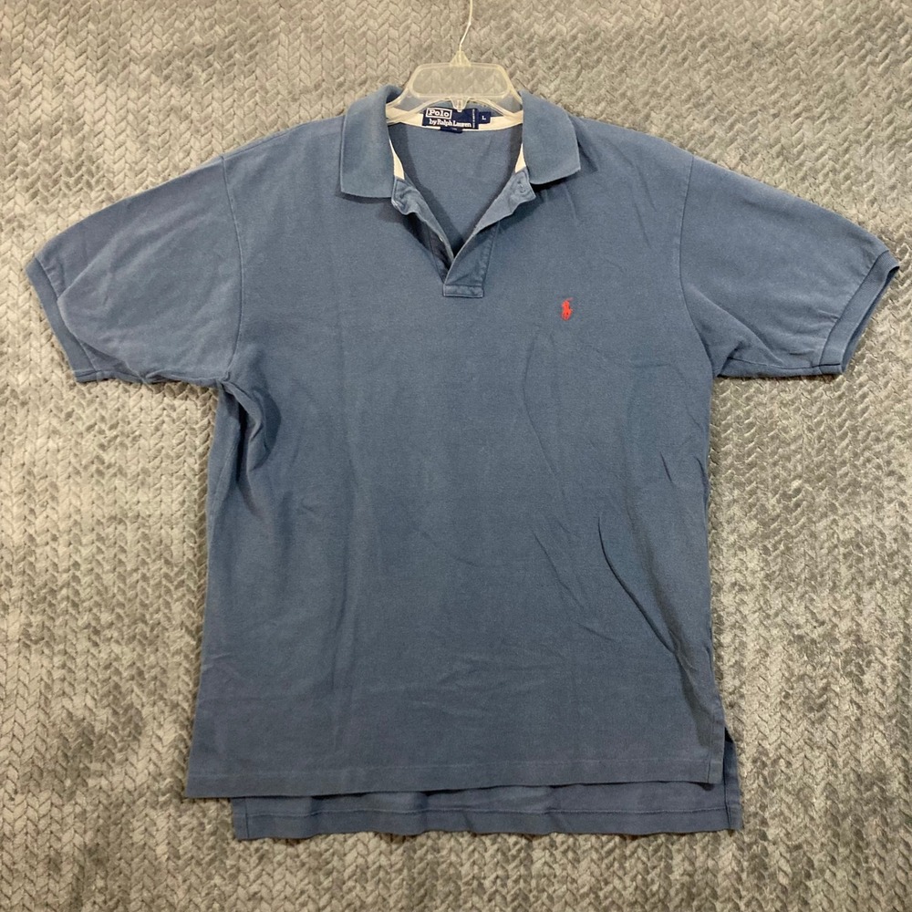 Polo Ralph Lauren Polo Shirt Mens L Classic Fit Blue Short Sleeve Pony
